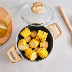 Best Swiss Crystal Non-Stick Induction Stockpot with Lid, 20cm, Creamy Ceramic Cookware