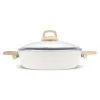 Clearance Swiss Crystal Non-Stick Induction Casserole, 30cm, Creamy Ceramic Cookware
