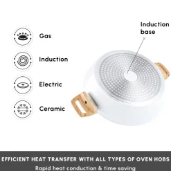 Clearance Swiss Crystal Non-Stick Induction Casserole, 30cm, Creamy Ceramic Cookware