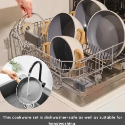 Clearance Swiss Crystal Non-Stick Induction Casserole, 30cm, Creamy Ceramic Cookware