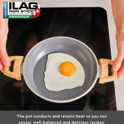 Discount Swiss Crystal Non-Stick Induction Shallow Pan, 20cm, Creamy Pans|Ceramic Cookware