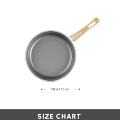 Outlet Swiss Crystal Non-Stick Induction Frying Pan, 30cm, Creamy Ceramic Cookware