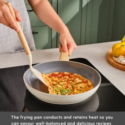 Outlet Swiss Crystal Non-Stick Induction Frying Pan, 30cm, Creamy Ceramic Cookware