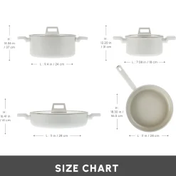 New Swiss Crystal Valenti Ceramica 7-Piece Non-Stick Induction Cookware Set Ceramic Cookware