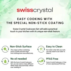 New Swiss Crystal Valenti Ceramica 7-Piece Non-Stick Induction Cookware Set Ceramic Cookware