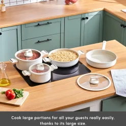 New Swiss Crystal Valenti Ceramica 7-Piece Non-Stick Induction Cookware Set Ceramic Cookware