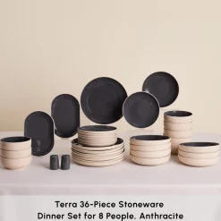 Sale Terra 36-Piece Dinner Set for 8 People, Anthratice See All Dinner Sets|Stoneware Dinner Sets