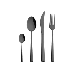 Clearance Tivoli 16-Piece Stainless Steel Cutlery Set for 4 People, Black Cutlery Sets