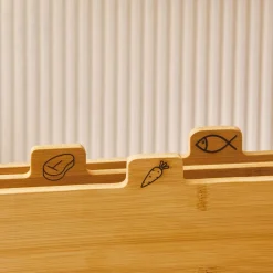 Triple 4-Piece Bamboo Chopping Board Set with Stand, Wood Chopping Boards