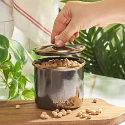 New Troy Enamel Storage Jar, Small, Black Gold Storage Jars