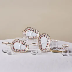 Discount Tulip 12-Piece Glass Turkish Tea Set for 6 People, 132ml, Multi Turkish Tea Sets