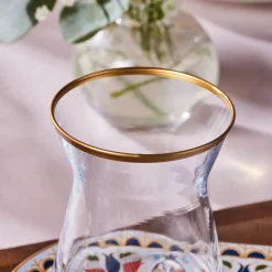 Discount Tulip 12-Piece Glass Turkish Tea Set for 6 People, 132ml, Multi Turkish Tea Sets