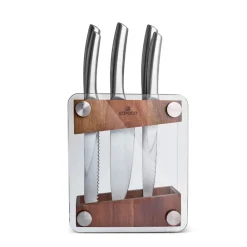 Venus 6 Piece Knife Block Set, Silver Knife Sets