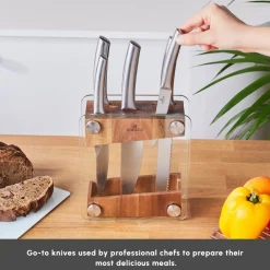 Venus 6 Piece Knife Block Set, Silver Knife Sets