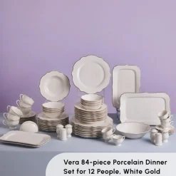Clearance Vera 84-Piece Porcelain Dinner Set for 12 People, White See All Dinner Sets|Porcelain Dinner Sets