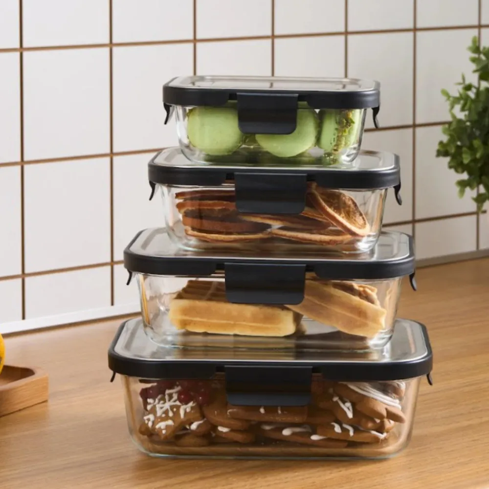 New Vera Storage Container with Metal Lid, 370ml, Transparent Storage Containers