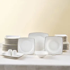 Vesta 52-Piece Bone China Dinner Set for 12 People, Bone China Dinner Sets|See All Dinner Sets