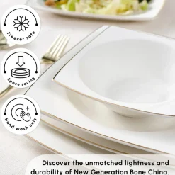 Vesta 52-Piece Bone China Dinner Set for 12 People, Bone China Dinner Sets|See All Dinner Sets