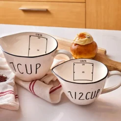 New Veva Porcelain Measuring Cups, White Black Kitchen Gadgets