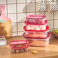 Sale Vicks Velvet 6-Piece Storage Container, Red Storage Containers