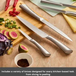 Vigor 7-Piece Knife Set and Chopping Board, Wood Knife Sets