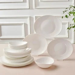 Online White Pure 24-Piece Glass Dinner Set for 6 People, White See All Dinner Sets|Glass Dinner Sets