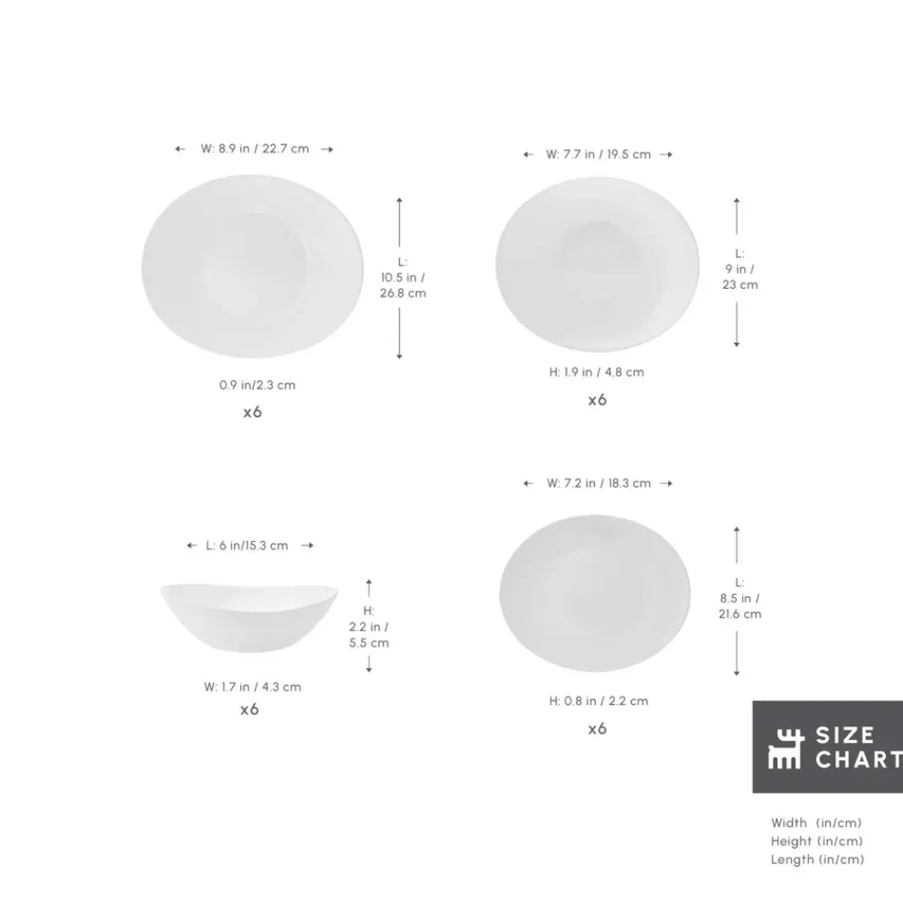 Online White Pure 24-Piece Glass Dinner Set for 6 People, White See All Dinner Sets|Glass Dinner Sets