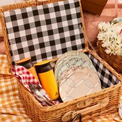 Discount Wicker Picnic Basket, 40cm, Brown Multi Storage Containers