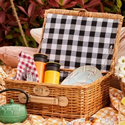 Discount Wicker Picnic Basket, 40cm, Brown Multi Storage Containers