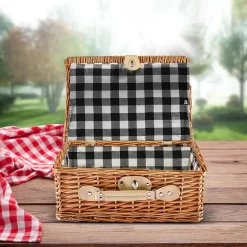 Discount Wicker Picnic Basket, 40cm, Brown Multi Storage Containers