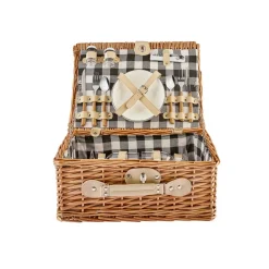 Discount Wicker Picnic Basket, 40cm, Brown Multi Storage Containers