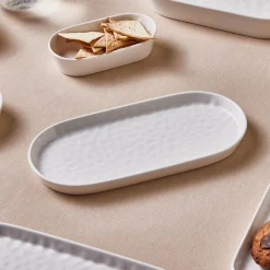 Hot x by Refika Bembeyaz Bone China Oval Serving Platter 24cm, White Serving Platters