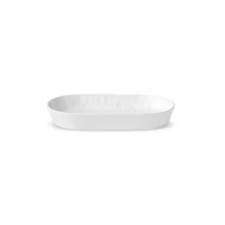 x by Refika Bembeyaz Bone China Oval Serving Platter, 18cm, White Serving Platters