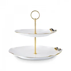 Discount X Müge Anlı Bone China 2-Tier Cake Stand, 27cm, White Serving Platters