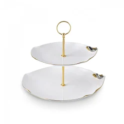 Discount X Müge Anlı Bone China 2-Tier Cake Stand, 27cm, White Serving Platters