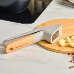 Hot x Refika Garlic Crusher with Wooden Handled, Gray Kitchen Gadgets