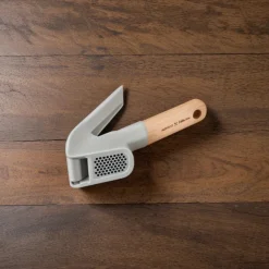 Hot x Refika Garlic Crusher with Wooden Handled, Gray Kitchen Gadgets