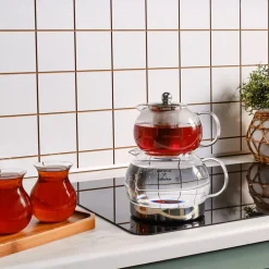 New X Refika Glass Teapot Set, Medium, Transparent Turkish Teapots