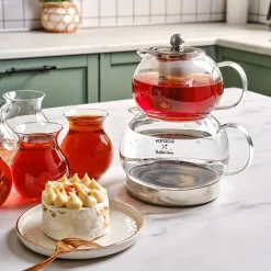 New X Refika Glass Teapot Set, Medium, Transparent Turkish Teapots