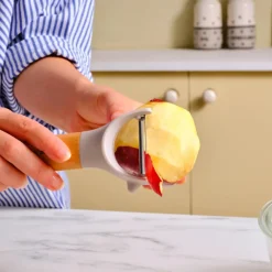 Sale x Refika Side Peeler with Wooden Handle, Gray Kitchen Gadgets