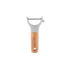 Sale x Refika Side Peeler with Wooden Handle, Gray Kitchen Gadgets