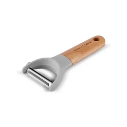 Sale x Refika Side Peeler with Wooden Handle, Gray Kitchen Gadgets