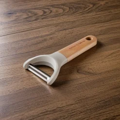 Sale x Refika Side Peeler with Wooden Handle, Gray Kitchen Gadgets