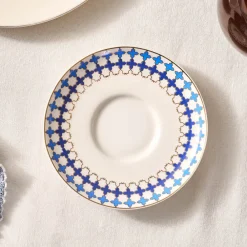 Hot x Refika'dan Tatlıcan Porcelain Tea Plate, Blue White Turkish Tea Sets