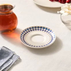 Hot x Refika'dan Tatlıcan Porcelain Tea Plate, Blue White Turkish Tea Sets
