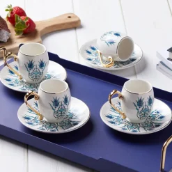 Best İznik 12-Piece Porcelain Porcelain Espresso Turkish Coffee Cup Set for 6 People, 90ml, Multi Espresso & Turkish Coffee Cup Sets