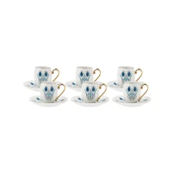Best İznik 12-Piece Porcelain Porcelain Espresso Turkish Coffee Cup Set for 6 People, 90ml, Multi Espresso & Turkish Coffee Cup Sets