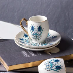 Best İznik 12-Piece Porcelain Porcelain Espresso Turkish Coffee Cup Set for 6 People, 90ml, Multi Espresso & Turkish Coffee Cup Sets
