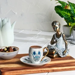 Best İznik 12-Piece Porcelain Porcelain Espresso Turkish Coffee Cup Set for 6 People, 90ml, Multi Espresso & Turkish Coffee Cup Sets