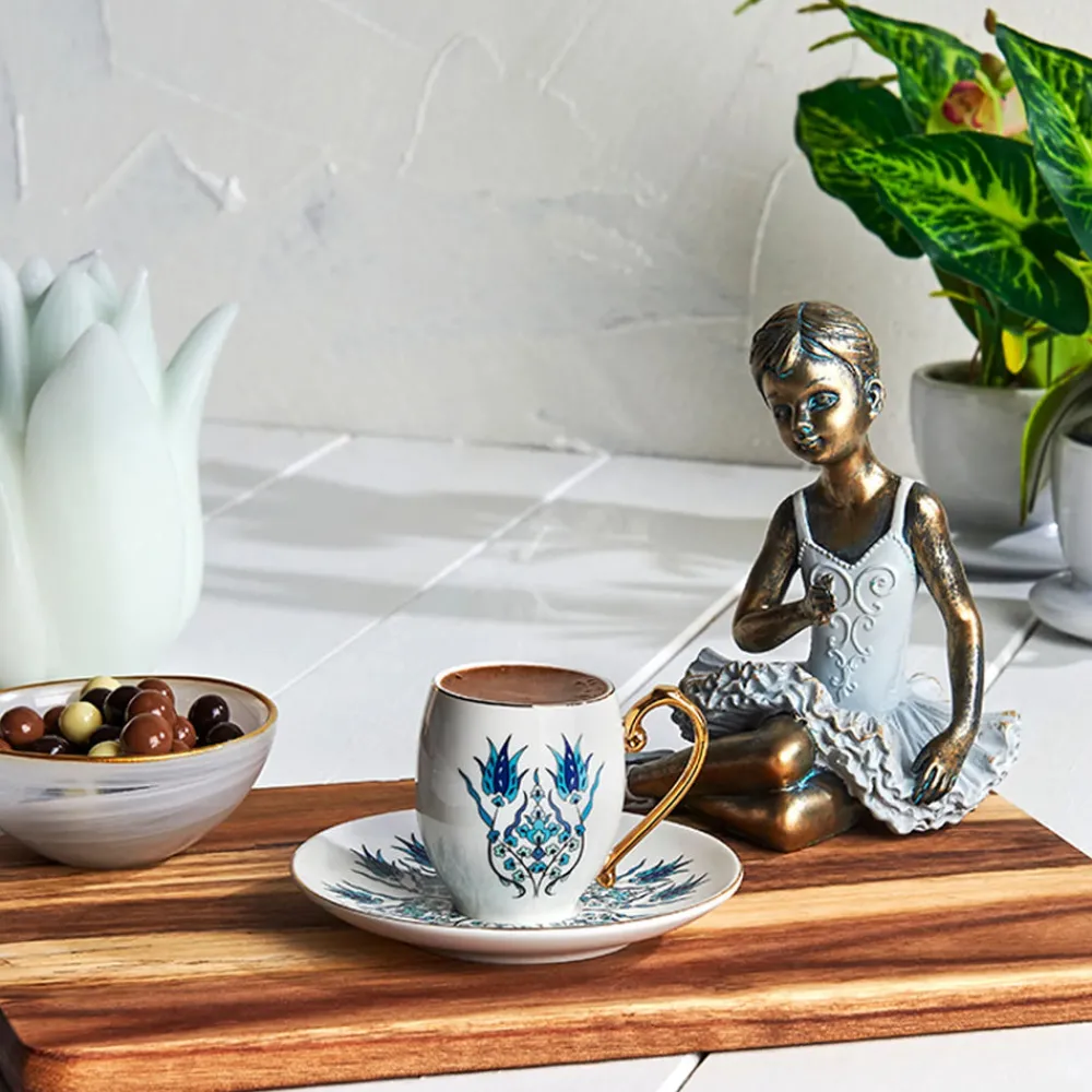 Best İznik 12-Piece Porcelain Porcelain Espresso Turkish Coffee Cup Set for 6 People, 90ml, Multi Espresso & Turkish Coffee Cup Sets